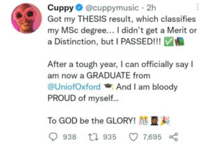 DJ Cuppy Jubilates As She Graduates From Oxford University