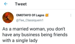 “Don’t Make Friends With Single Ladies” – Nigerian Lady Advises Married Woman, Give Reasons