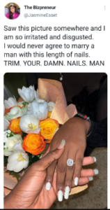 “I Can Never Marry A Man Who Keeps Long Nails” – Nigerian Lady Tackles Bride Who Showed Off Wedding Ring3