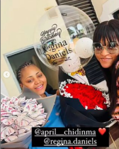 “I Met A Lady With Goals And A High Sense Of Reasoning” - Actress April Chidinma Says As She Hosts Surprise Birthday Celebration For Regina Daniels (Video + Photo)3