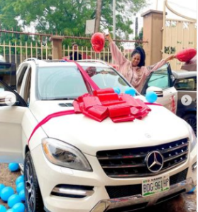 “Odogwu Di M” - Actress, Amarachi Igidimbah Hail Husband As She Receives New Car From Him As Push Gift (Video + Photos)