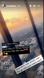 “Vote Wisely” – Actress, Annie Idibia Sends Strong Message To Nigerians As She Shares Beautiful Views From South Africa 