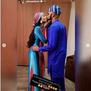 “A Thousand Kisses From You Is Never Too Much” - Actress, Adesua Etomi Tell Hubby, Banky W As They Shares New Loved-Up Photos