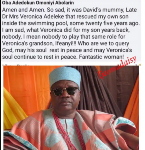 How The Mother Of Davido Rescued My Son From Swimming Pool 25 Years Ago — Oba Abolarin Recounts6