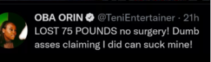 Singer, Teni Slams Those Insisting She Had Surgery To Lose Weight1