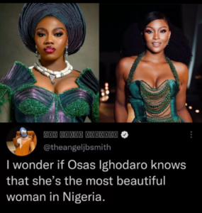 Is Sophie Alakija A Joke - Reactions As Angel Smith Crown Osas Ighodaro The Most Beautiful Woman In Nigeria