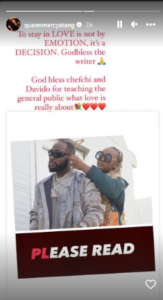 You Both Taught The General Public What Love Is All About - Reality Tv Star, Queen Mercy Atang Pen Heartwarming Note To Davido And Chioma4