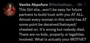 It Won't Be Easy For Future Partners To Build Trust With You At All - Venita Akpofure Sl@m Fancy Acholonu After She Exposed Alex Ekubo 