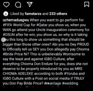 “This Is Unacceptable” Actor, Uche Maduagwu Calls Out Davido For Not Officially Announcing Marriage To Chioma Rowland1