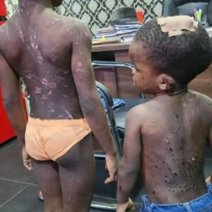 Woman And Her Partner Arrested For Allegedly Battering Her Two Children In Lagos