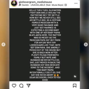 Singer, Davido Reacts To Rumours Of Him Allegedly Expecting Another Child With His Second Baby Mama, Amanda After He Got Married To Chioma