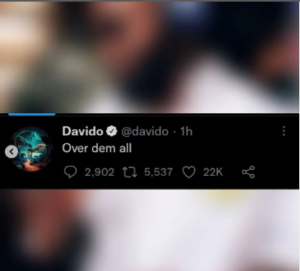 Singer, Davido Reacts To Rumours Of Him Allegedly Expecting Another Child With His Second Baby Mama, Amanda After He Got Married To Chioma