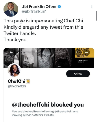 “Chioma Has No Twitter Account” Davido, Ubi Franklin Raise Alarm Over Chef Chi’s Impersonator