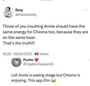 “Those Of You Insulting Annie Idibia Should Also Have The Same Energy For Chioma Rowland” - Twitter User Says, Reveal Why