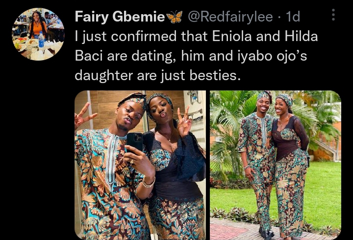 “Hilda Baci And Enioluwa Are Dating Each Other”- Social Media Influencer, Fairy Gbemie Claims 