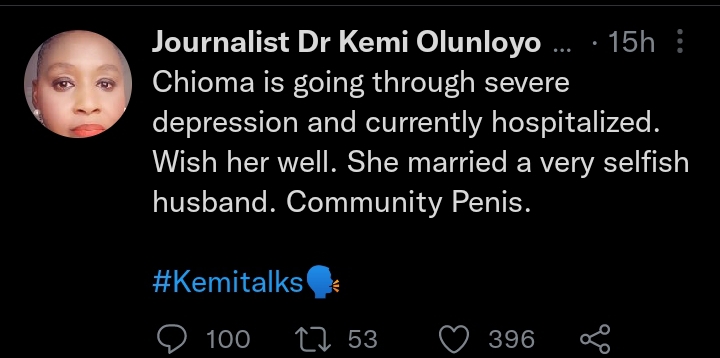 Chioma lands in hospital amid fresh exposé about husband, Davido – Kemi Olunloyo Makes Shocking claim