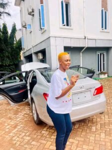 Skit maker, Sir One On One gifts wife brand new Lexus car as a push gift (Photos)   