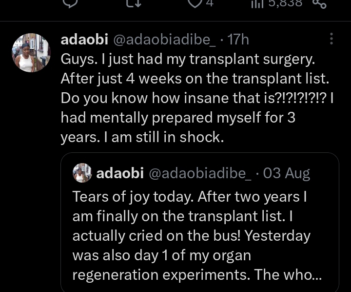 "I can finally stop thinking about dying" - Nigerian lady celebrates life anew after successful kidney transplant