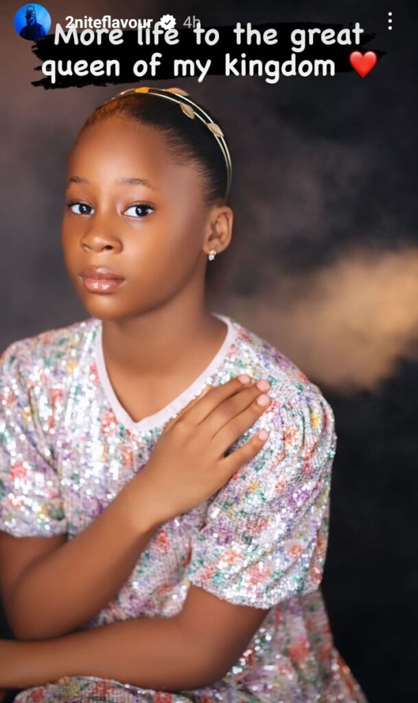 "The absolute love of my life. Ada Ijele" Flavour and Sandra Okagbue celebrates first daughter on her 9th birthday (Photos)