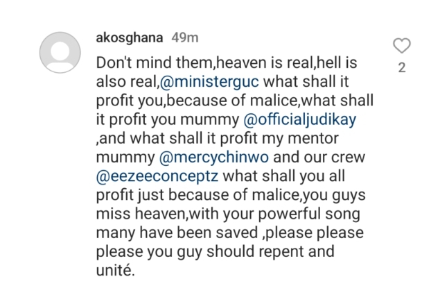 “What shall it profit you to niss heaven because of malice”- Man calls out Mercy Chinwo, GUC, and Judikay for failing to celebrate each other on social media